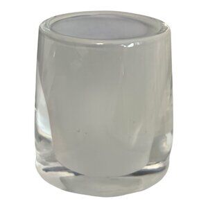 1980s Art Glass Votive Candle Holder – Frosted & Clear Heavy Glass 3.25”